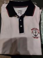 Witte herenpolo met rood en blauw aan de mouwen, Kleding | Heren, Polo's, Ophalen of Verzenden