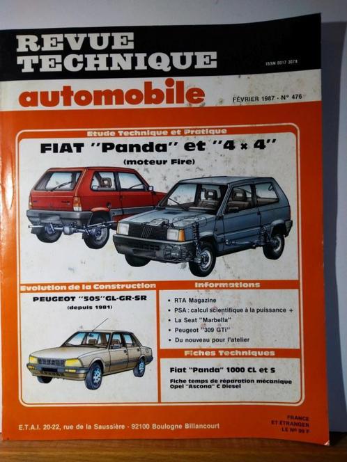 RTA - Fiat Panda et 4 x 4 - Peugeot 505 - n476, Auto diversen, Handleidingen en Instructieboekjes, Ophalen of Verzenden