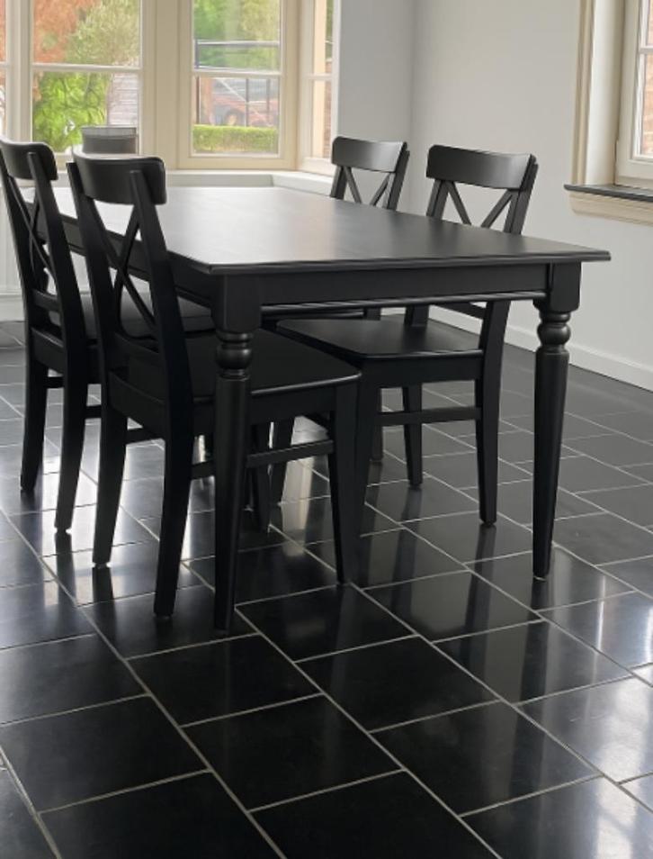 Eettafel + 6 stoelen IKEA (incl. zitkussens), Huis en Inrichting, Tafels | Eettafels, Zo goed als nieuw, Vijf personen of meer