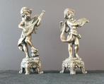 Duo de petits anges musiciens en bronze, Antiquités & Art, Bronze, Enlèvement ou Envoi