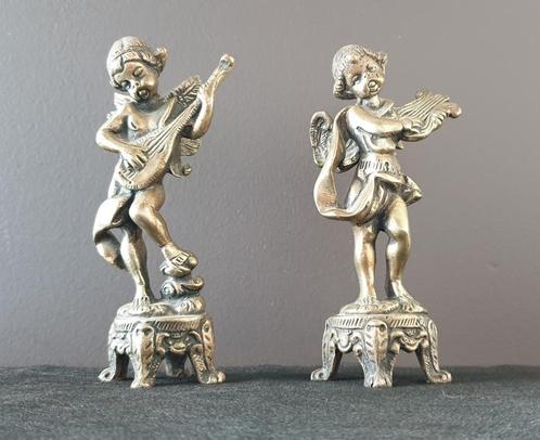 Duo de petits anges musiciens en bronze, Antiquités & Art, Antiquités | Bronze & Cuivre, Bronze, Enlèvement ou Envoi