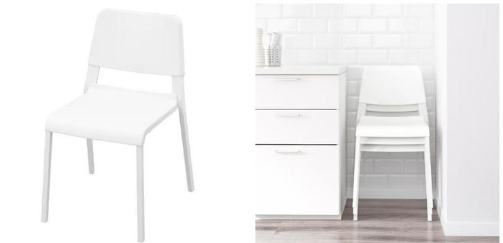 6 chaises Ikea Teodores, Huis en Inrichting, Stoelen, Zo goed als nieuw, Vijf, Zes of meer stoelen, Kunststof, Wit, Ophalen