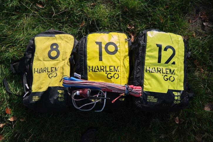Kites Harlem GO V5 (2022) — 12m / 10m / 8m cm, Watersport en Boten, Kitesurfen, Zo goed als nieuw, Kitesurf-set, 12 m², Geen board