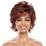 Pruik roodmix kort modern warrig kapsel in laagjes model 111, Verzenden, Nieuw