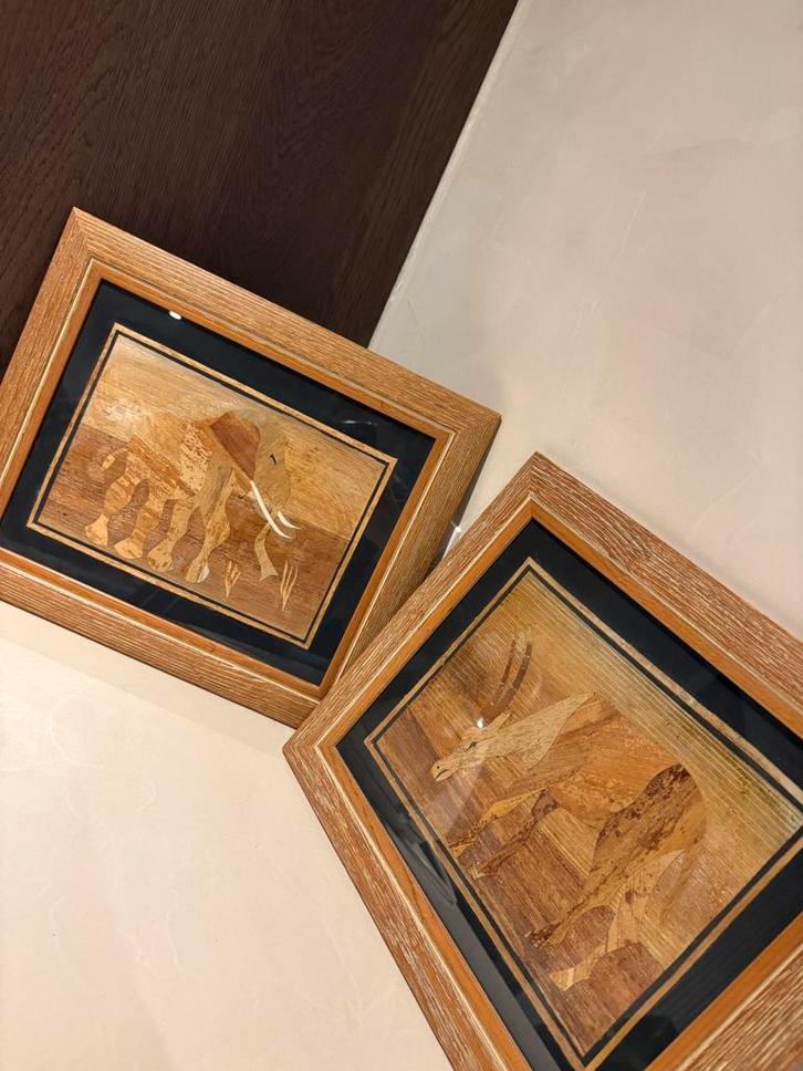 Handgemaakte Afrikaanse kunst - Olifant en Gazelle, Antiquités & Art, Art | Peinture | Classique, Enlèvement