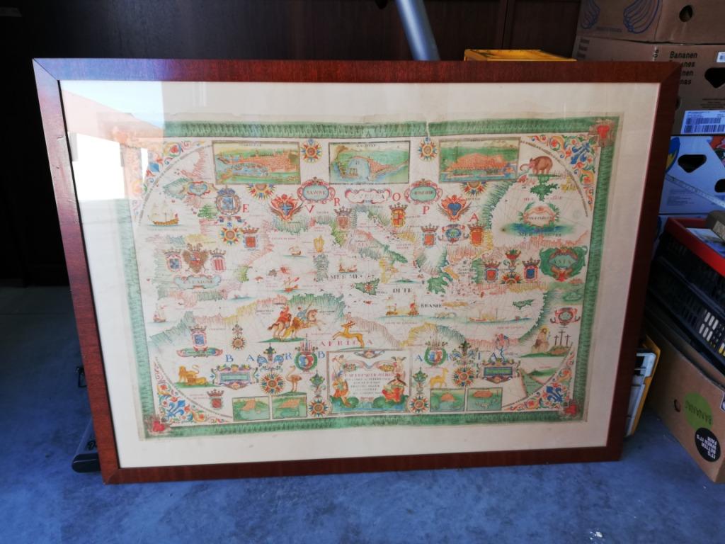 Grote oude kaart van de Middellandse Zee en omliggende lande, Ophalen