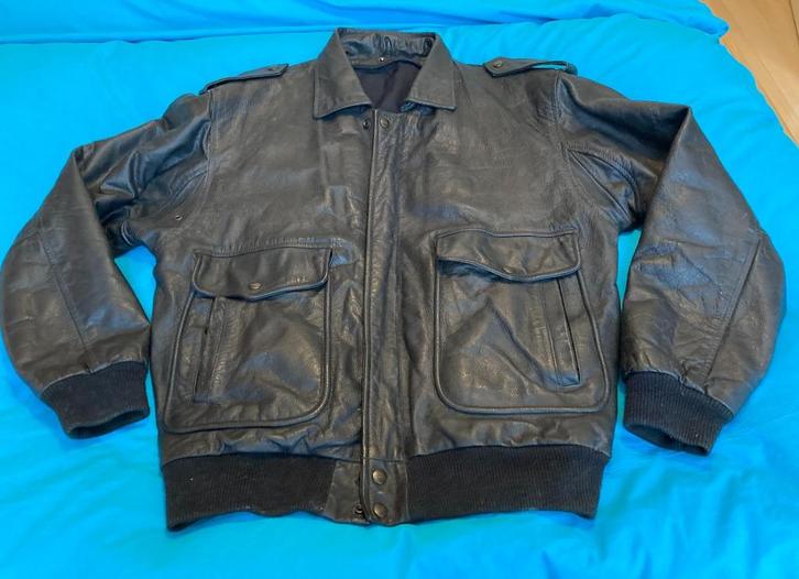 Vintage : Veste en cuir Mac Douglas, Kleding | Heren, Kostuums en vesten, Gedragen, Maat 46 (S) of kleiner, Zwart, Ophalen