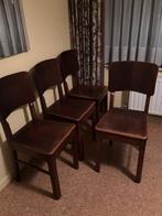 4 grote donkerhouten stoelen, Huis en Inrichting, Ophalen, Gebruikt, Bruin, Klassiek