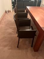 Eetkamer stoelen, donkerbruin leder, Enlèvement ou Envoi, Comme neuf