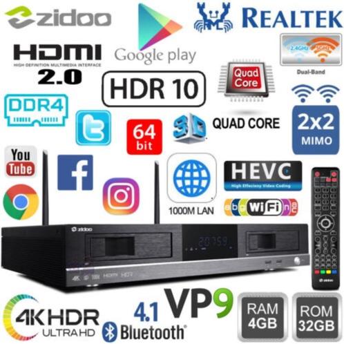 lecteur multimedia zidoo, TV, Hi-fi & Vidéo, Lecteurs multimédias, Comme neuf, Sans disque dur, HDMI, USB 2.0, Audio optique, Enlèvement