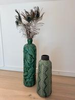 2 groene vazen, Ophalen, Zo goed als nieuw, Groen
