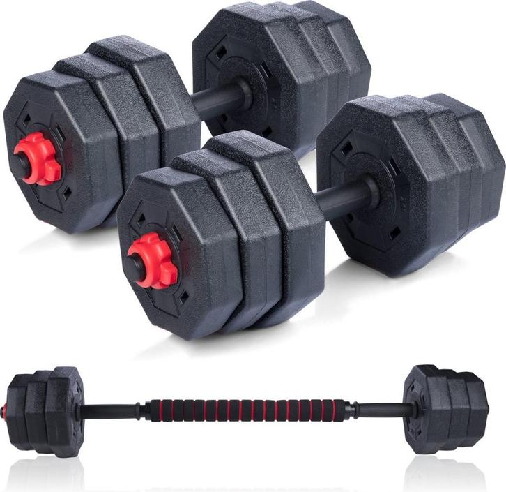 Halterset -  Verstelbare Dumbells en Barbell, Sport en Fitness, Fitnessmaterialen, Nieuw, Halterset, Armen, Benen, Borst, Buik