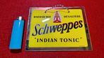 Publicité vitrée 1959 Schweppes Indian Tonic, Collections, Enlèvement ou Envoi, Utilisé, Panneau publicitaire