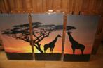Wanddecoratie 3-luik Giraffe 160X90 XXL, Enlèvement ou Envoi