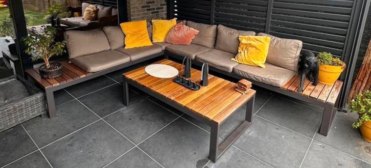 Loungeset, Tuin en Terras, Tuinsets en Loungesets, Zo goed als nieuw, Loungeset, Hout, Ophalen