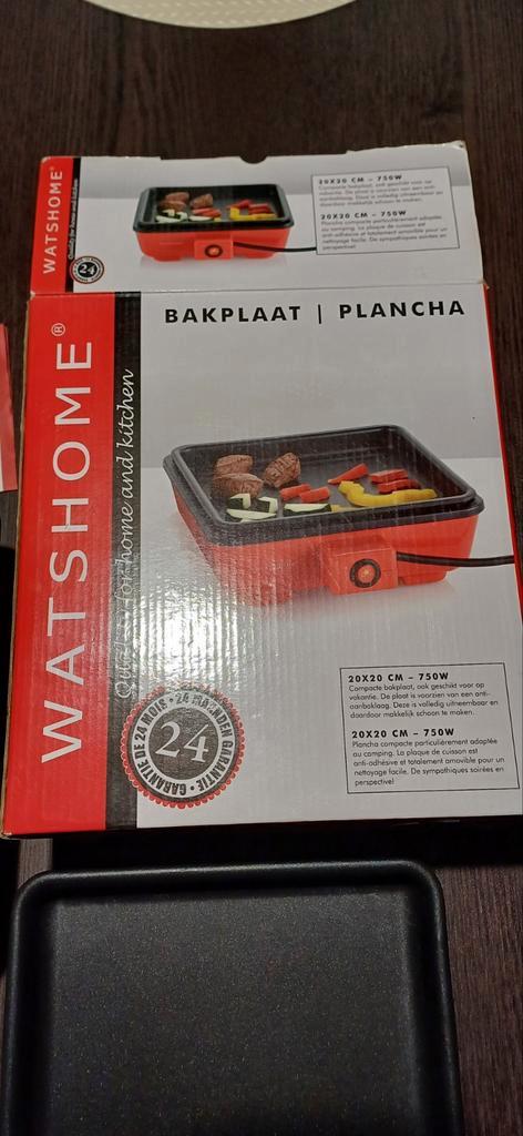 Watshome Grillplaat Plancha -750watt -Nieuwstaat, Caravans en Kamperen, Kampeeraccessoires, Zo goed als nieuw, Ophalen of Verzenden