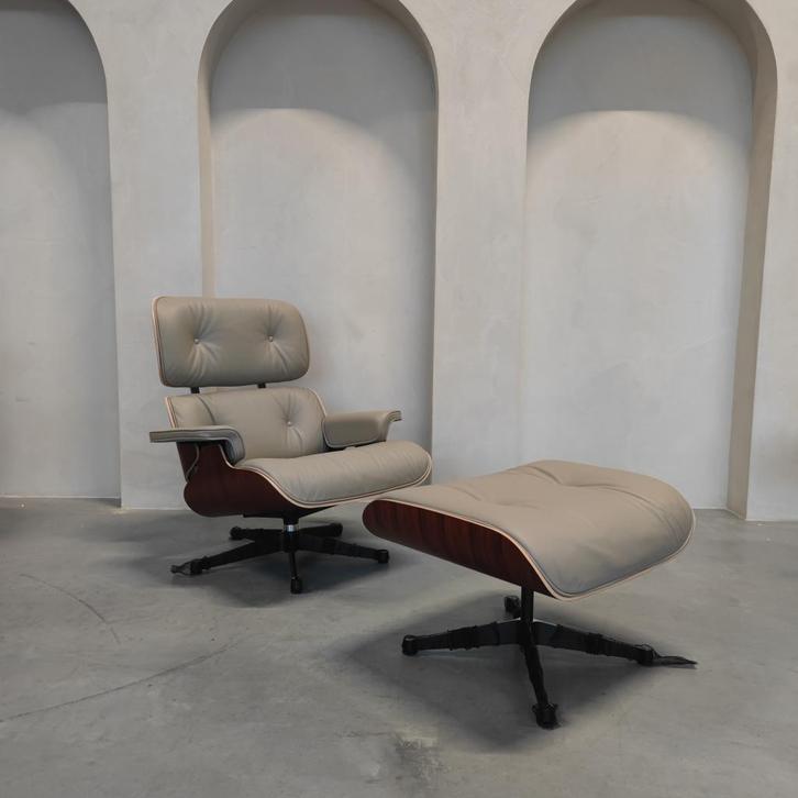 Vitra Eames Lounge chair - Palissander - Dark sand leder, Antiek en Kunst, Antiek | Meubels | Stoelen en Sofa's, Ophalen of Verzenden