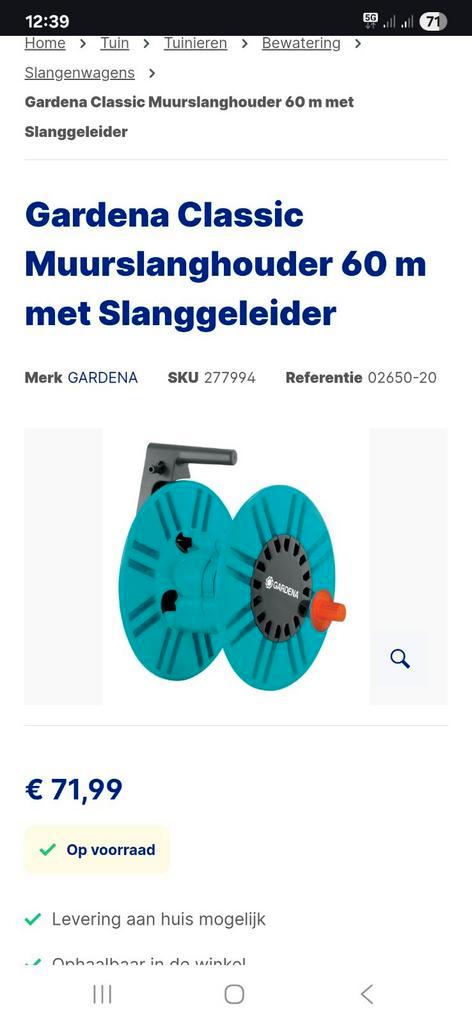 Gardena - Classic Muurslanghouder 60 Met Slanggeleider, Tuin en Terras, Tuinslangen, Zo goed als nieuw, Tuinslang, Ophalen