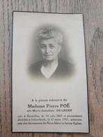 Oud bp, Madame Pietre Poë, Brussel 1860- Schaarbeek 1937, Verzamelen, Bidprentjes en Rouwkaarten, Ophalen of Verzenden