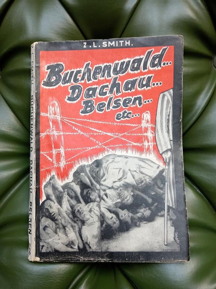 wo2 boek 1945, getuigenis Buchenwald, Dachau, Bergen-B., Verzamelen, Militaria | Tweede Wereldoorlog, Overige soorten, Boek of Tijdschrift