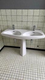 Vintage lavabo wastafel dubbel enkele sokkel, Ophalen, Gebruikt, Wastafel