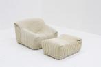 Beige Cinna Sandra fauteuil en poef Ligne Roset, Design , vintage, Gebruikt, Verzenden, 75 tot 100 cm