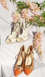 LOT pumps van echt leer, wit, koraal en goud, Ophalen of Verzenden, Zo goed als nieuw, Wit, Pumps