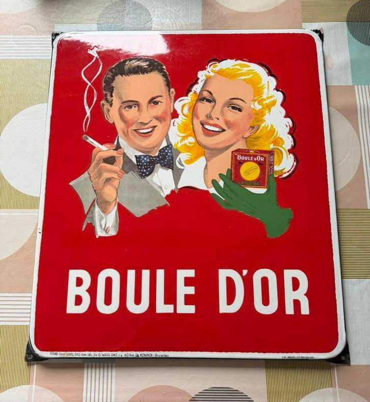 Assiette en émail Boule d'or, Collections, Enlèvement, Comme neuf, Panneau publicitaire