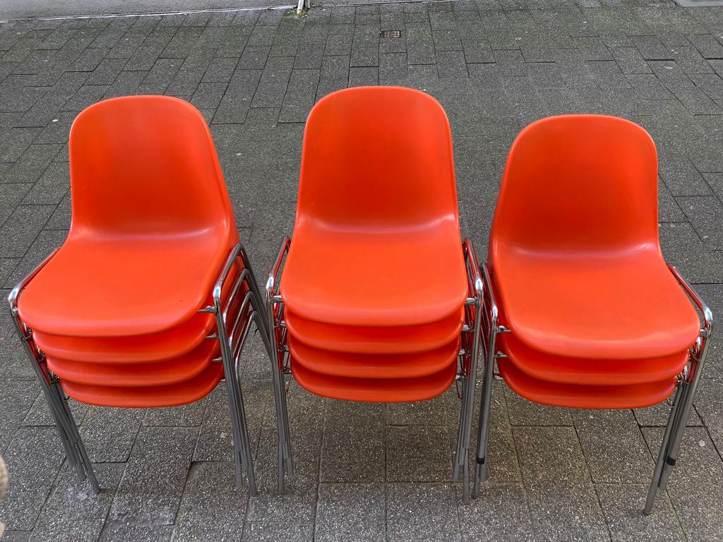 Vintage oranje stoelen, Huis en Inrichting, Stoelen, Ophalen, Gebruikt