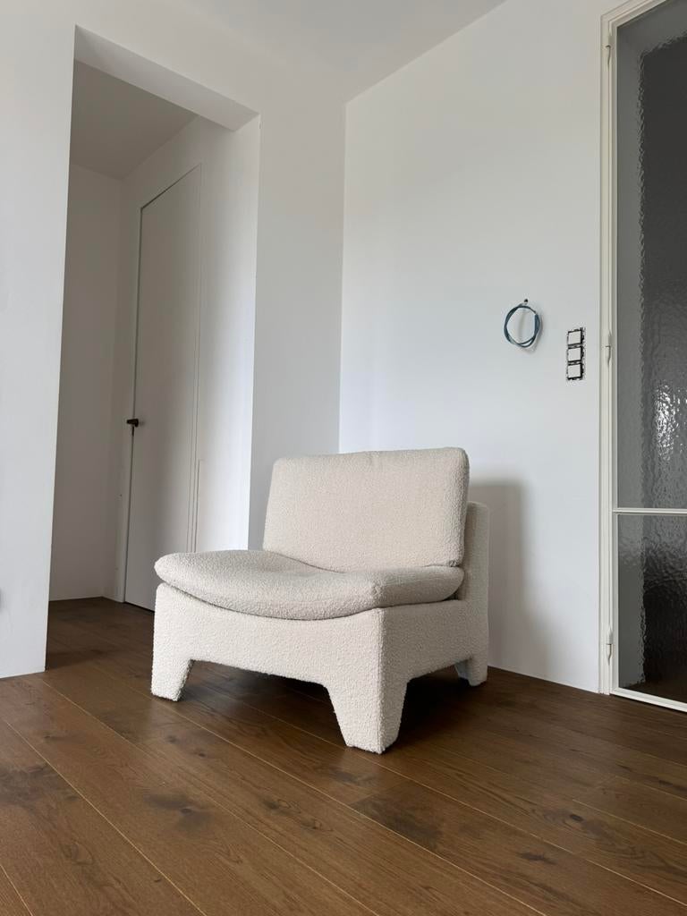 Retro Lounge Fauteuil Boucle - Cream, Huis en Inrichting, Fauteuils, Ophalen