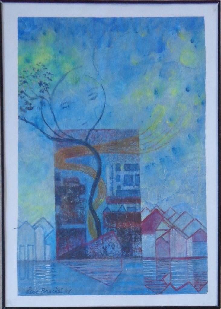 LISE BRACHET / HARMONIES / ORIGINEEL WERK / 70x50cm / KADER, Antiquités & Art, Enlèvement ou Envoi