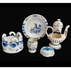 Set 1950-1960 antiek Delftsblauw servies theepot Vaas Pot, Ophalen of Verzenden