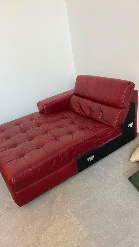 Gratis ophalen! Leren bankstel groot (2 delen), Huis en Inrichting, Zetels | Complete zithoeken, Gebruikt, Leer, Ophalen