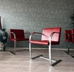 Set of 4 Vintage Brno Armchairs by Fasem in Red Leather, Ophalen