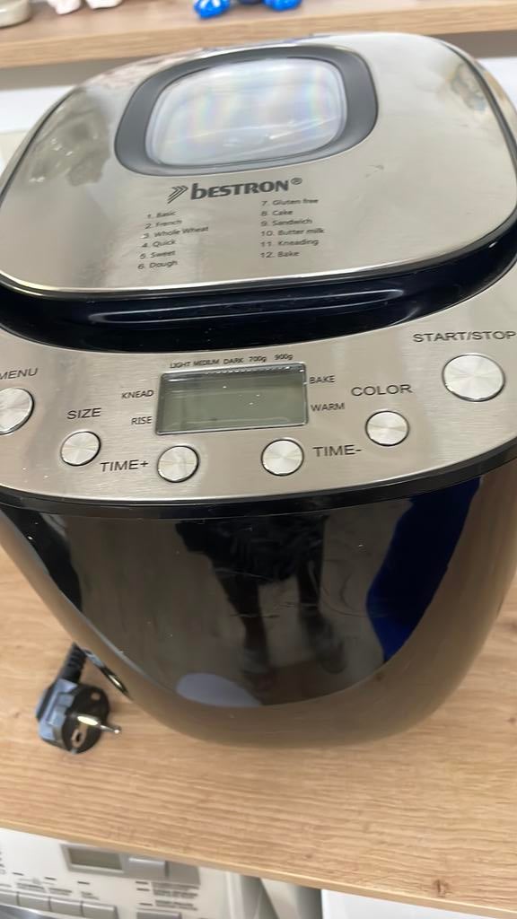 Zwart broodbakmachine bestron, Gebruikt, Kijkvenster, 800 tot 1200 gram deeg, Ophalen