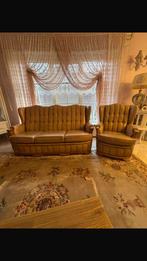 Engelse Stijl leder zetels 3+1Zit+poef in Prachtig Staat, Huis en Inrichting, Ophalen, Zo goed als nieuw, Leer