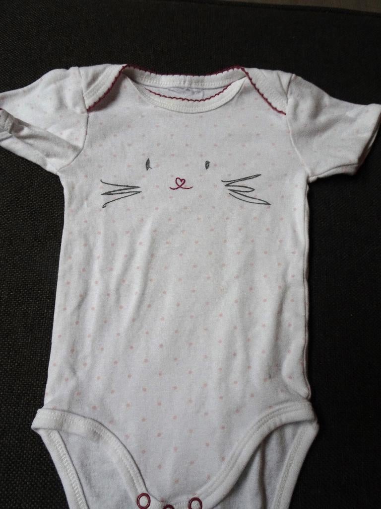 Body blanc avec tête de chat - Taille 92, Enlèvement ou Envoi, Comme neuf, Fille, Chemise ou À manches longues