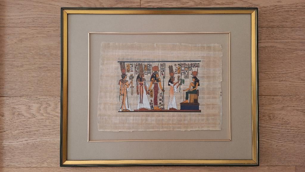 Egyptische papyrus tekening – ingelijst, Ophalen of Verzenden