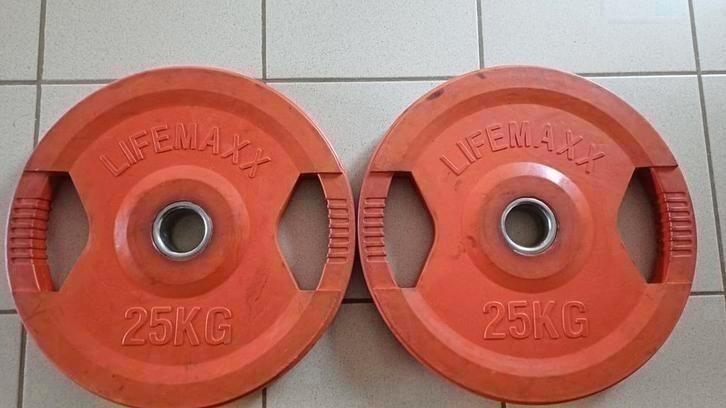 Professionele Lifemax gewichtschijven van 25kg, Sports & Fitness, Équipement de fitness, Dos, Enlèvement