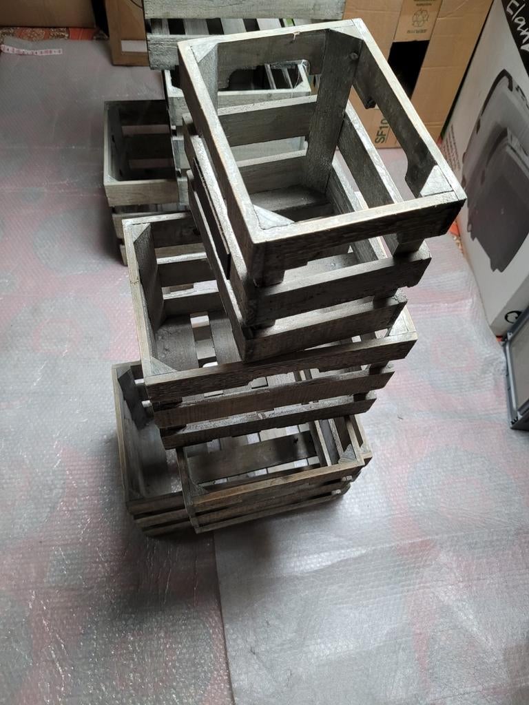 Lot de 5 cageots en bois vintage., Enlèvement