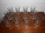 12 Geëtste likeurglazen., Enlèvement ou Envoi, Comme neuf, Verres et Verres à shot