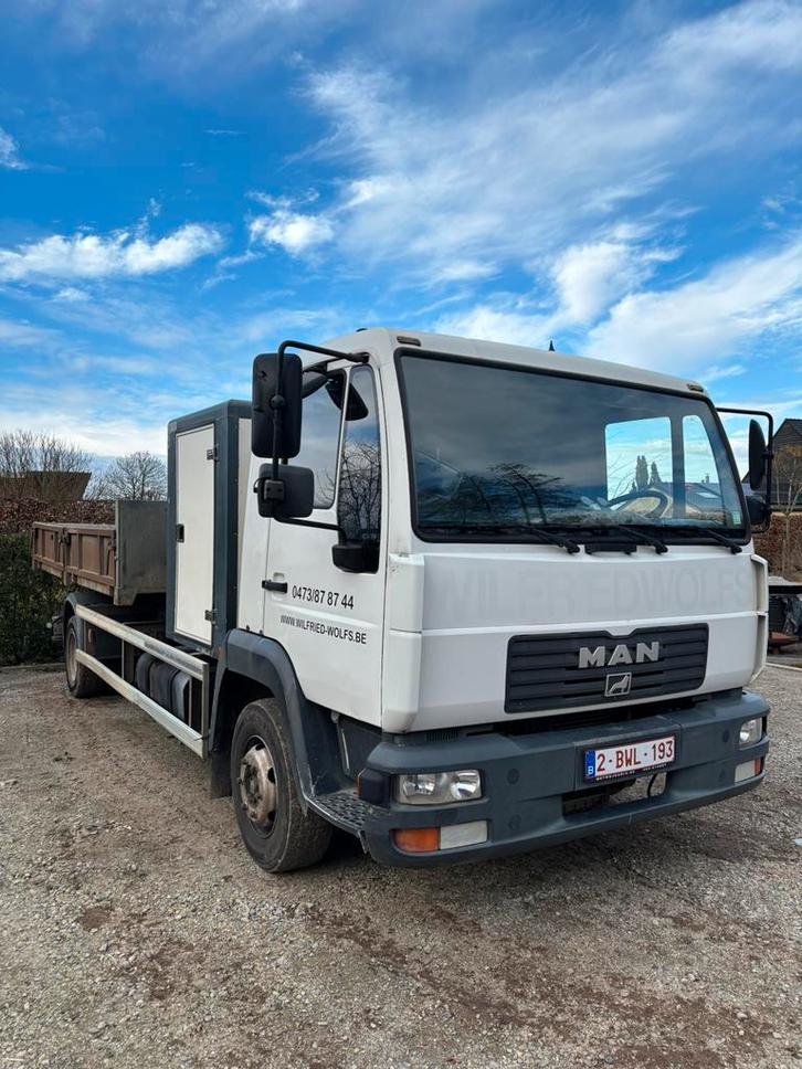 MAN vrachtwagen 12 ton, Auto's, Vrachtwagens, Particulier, MAN, Diesel, Euro 1, 2 deurs, Handgeschakeld, Wit, Achterwielaandrijving