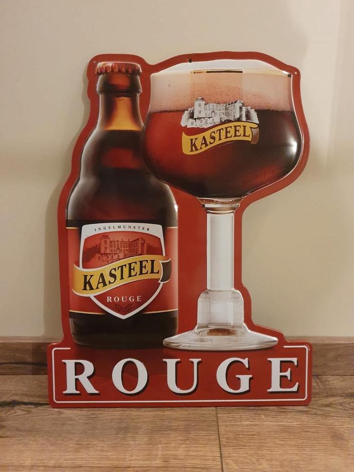 Panneau d'affichage en métal - Kasteelbier Rouge -, Collections, Marques de bière, Utilisé, Panneau, Plaque ou Plaquette publicitaire