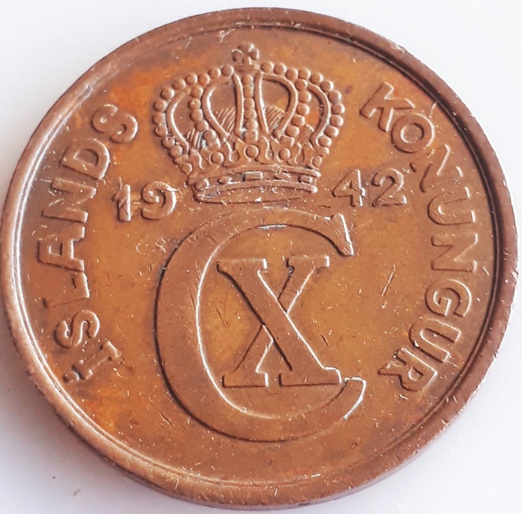 IJSLAND : 5 AURAR 1942 KM 7.2 XF, Postzegels en Munten, Ophalen of Verzenden, Overige landen, Losse munt