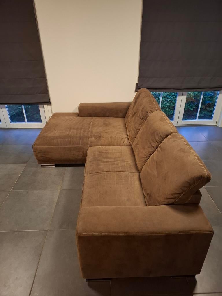 Hoekzetel 290x170cm - materiaal velvet - moet dringend weg, Enlèvement, Utilisé, Autres matériaux, Velvet hoekbank