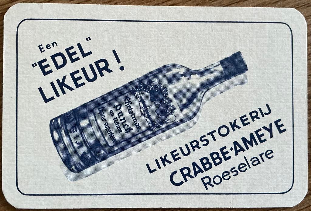 Speelkaart LIKEURSTOKERIJ CRABBE-AMEYE/ROESELARE, Ophalen of Verzenden, Zo goed als nieuw, Speelkaart(en)
