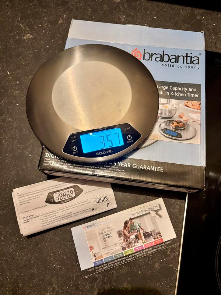Keukenweegschaal Brabantia, Elektronische apparatuur, Weegschalen, Nieuw, Digitaal, Keukenweegschaal, 1 tot 500 gram, Minder dan 10 kg