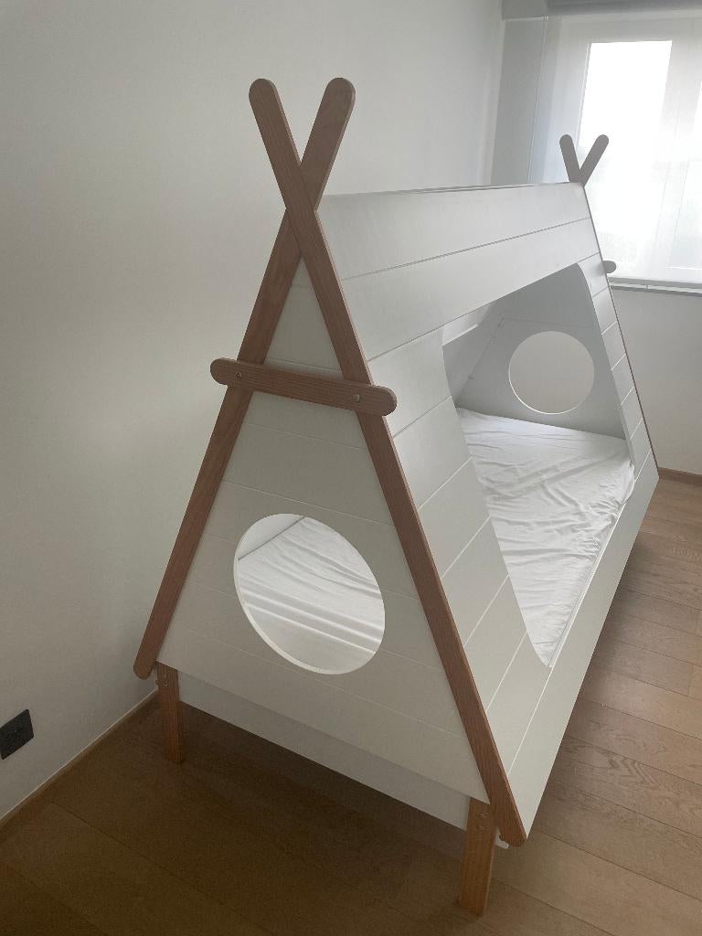 Kinderbed tipi (incl lattenbodem) + boekenlegger, Kinderen en Baby's, 85 tot 100 cm, Gebruikt, 180 cm of meer, Ophalen