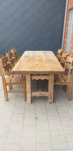 oude tafel met 6 stoelen, Ophalen, Gebruikt, Eikenhout, 200 cm of meer