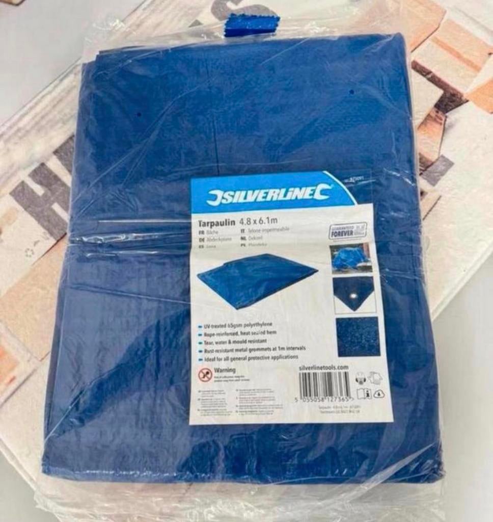 Silverline Afdekzeil dekzeil zeil waterdicht 480 610 cm, Doe-het-zelf en Bouw, Zeil en Folie, Ophalen of Verzenden, Nieuw, Zeil